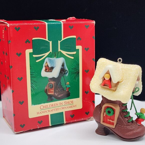 Hallmark Keepsake Ornament Children in Shoe Once Upon A Time 1985 - Picture 1 of 9